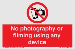 No photography or filming using any device